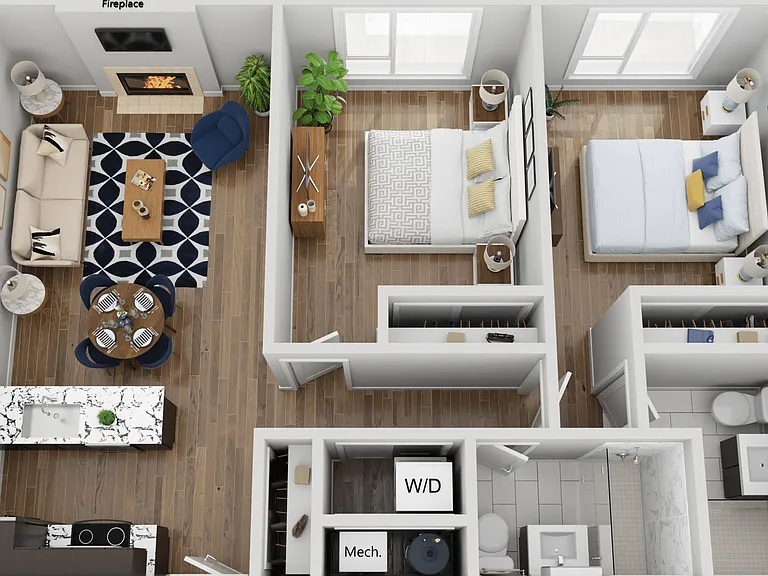 Experience modern living with this beautifully designed 2-bedroom apartment layout. Experience modern living with this beautifully designed 2-bedroom apartment layout.