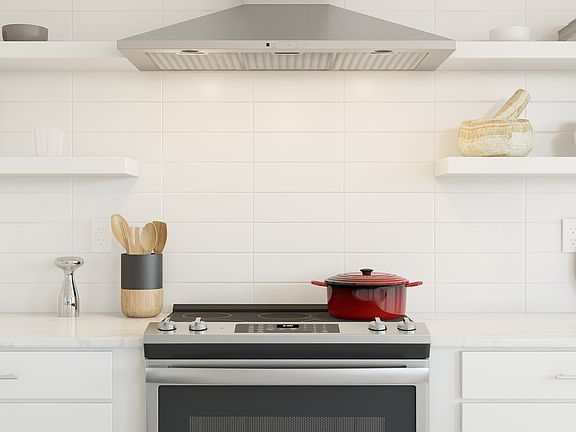 Subway tile backsplash in kitchen