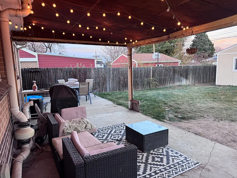 String lighting remain installed for tenant's use to create ambiance.