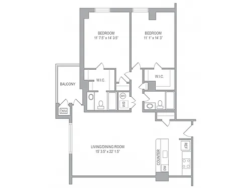 Floor plan 2BR/2BA FURNISHED (30-DAY STAY AVAILABLE)