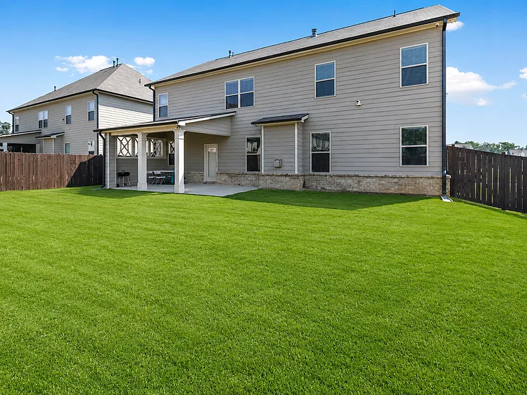 Backyard with covered porch