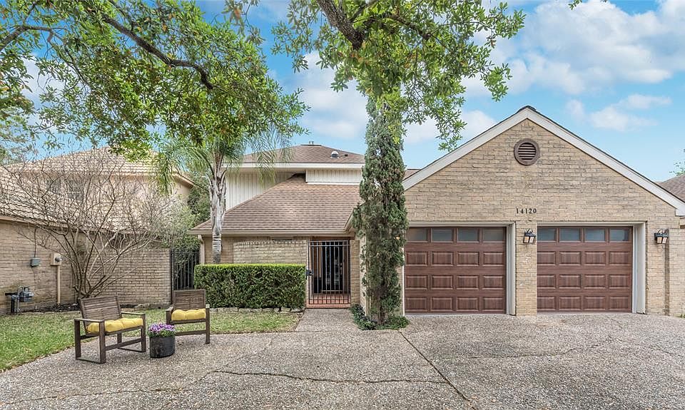 Beautifully updated home in the heart of Memorial. Located in an enchanting neighborhood full of peacocks, this brick 2 story home elevation is accented by recent wood look garage doors, privacy gate, mature landscaping and oversized driveway making 