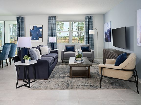 The Living Room of the Essex Floorplan Modeled at Two Rivers.