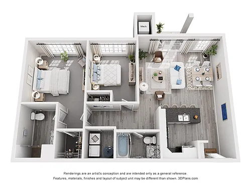 Floor plan 2 Bedrooms, 2 Bathrooms