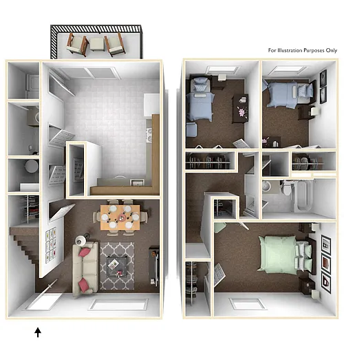 Floor plan Windsor III- 3 BR, 2 BA