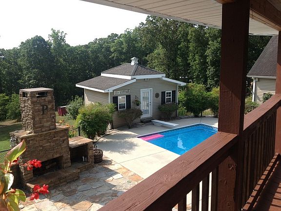 Covered Porch View from Living Room
						:
						Outdoor fireplace...guest cottage with sleeping/living/kitchen and separate bath