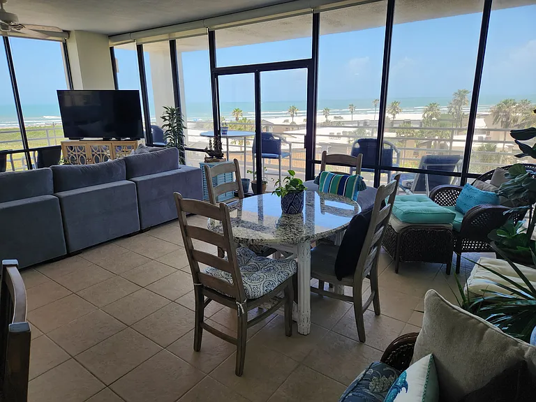Dine inside or outside on balcony