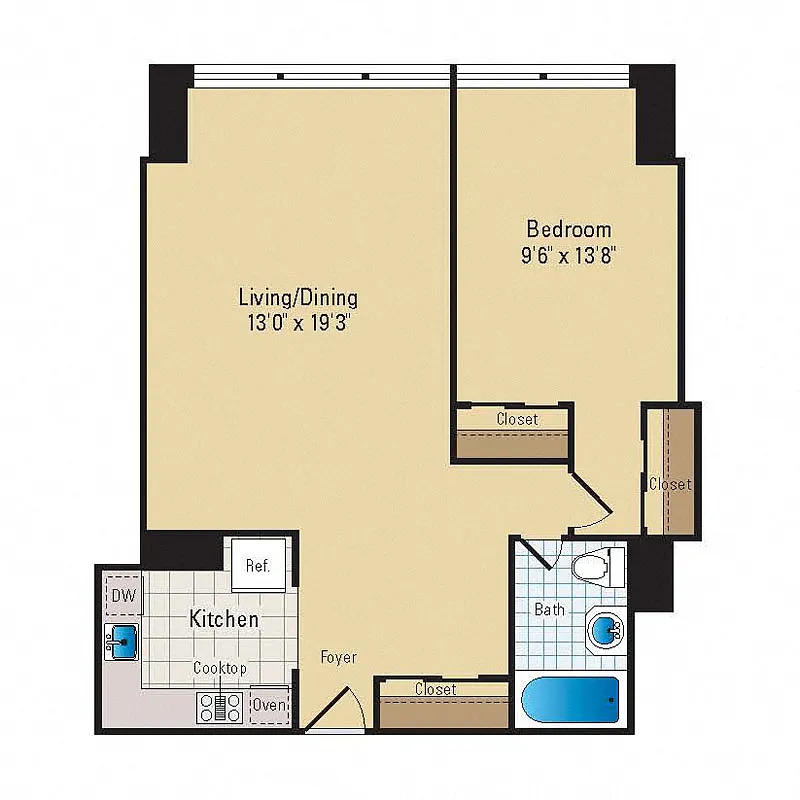 Floor plan 1 Bed - 1 Bath | A01 Premium