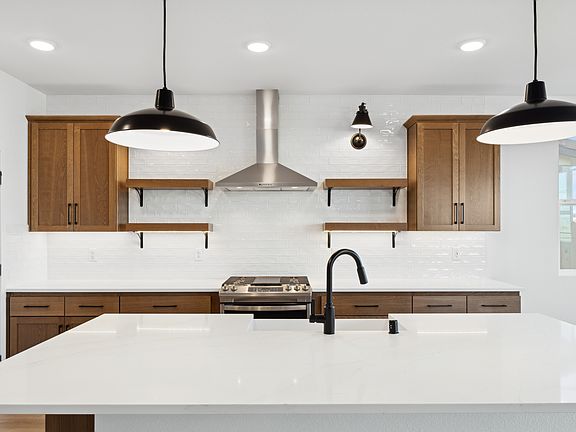 Kitchen with floating shelves