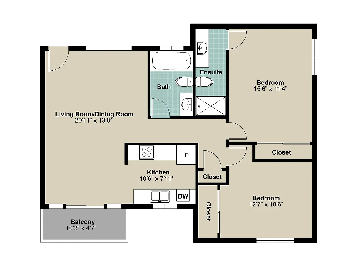 Floor plan 2 Bedroom - Floorplan 1