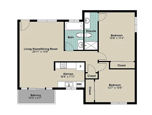 Floor plan 2 Bedroom - Floorplan 1