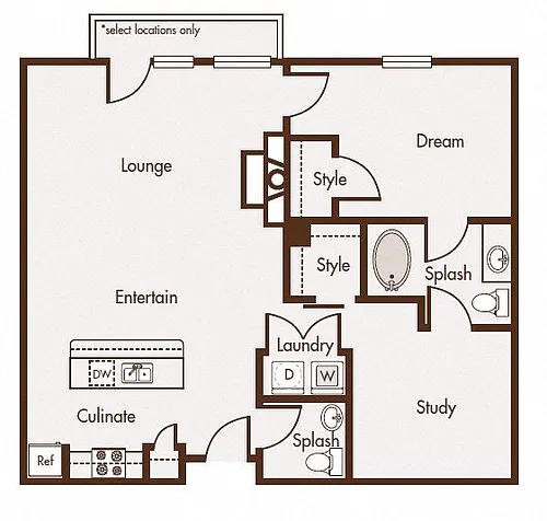 Floor plan One Bedroom Den
