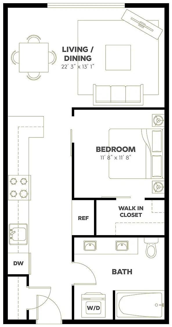 Floor plan Open 1x1 B1