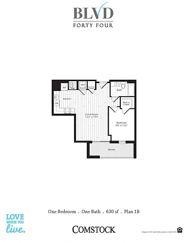 Floor plan 1 BR 1B