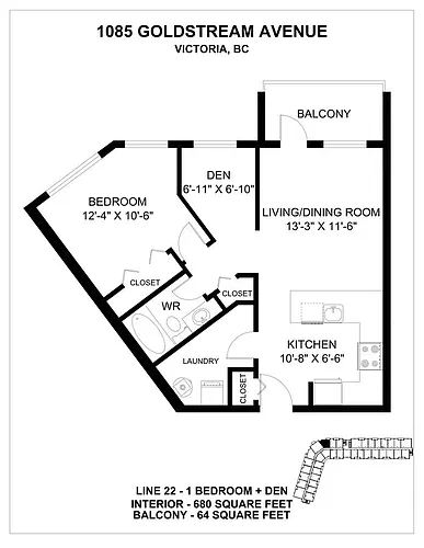 Floor plan 1 Bedroom + Den