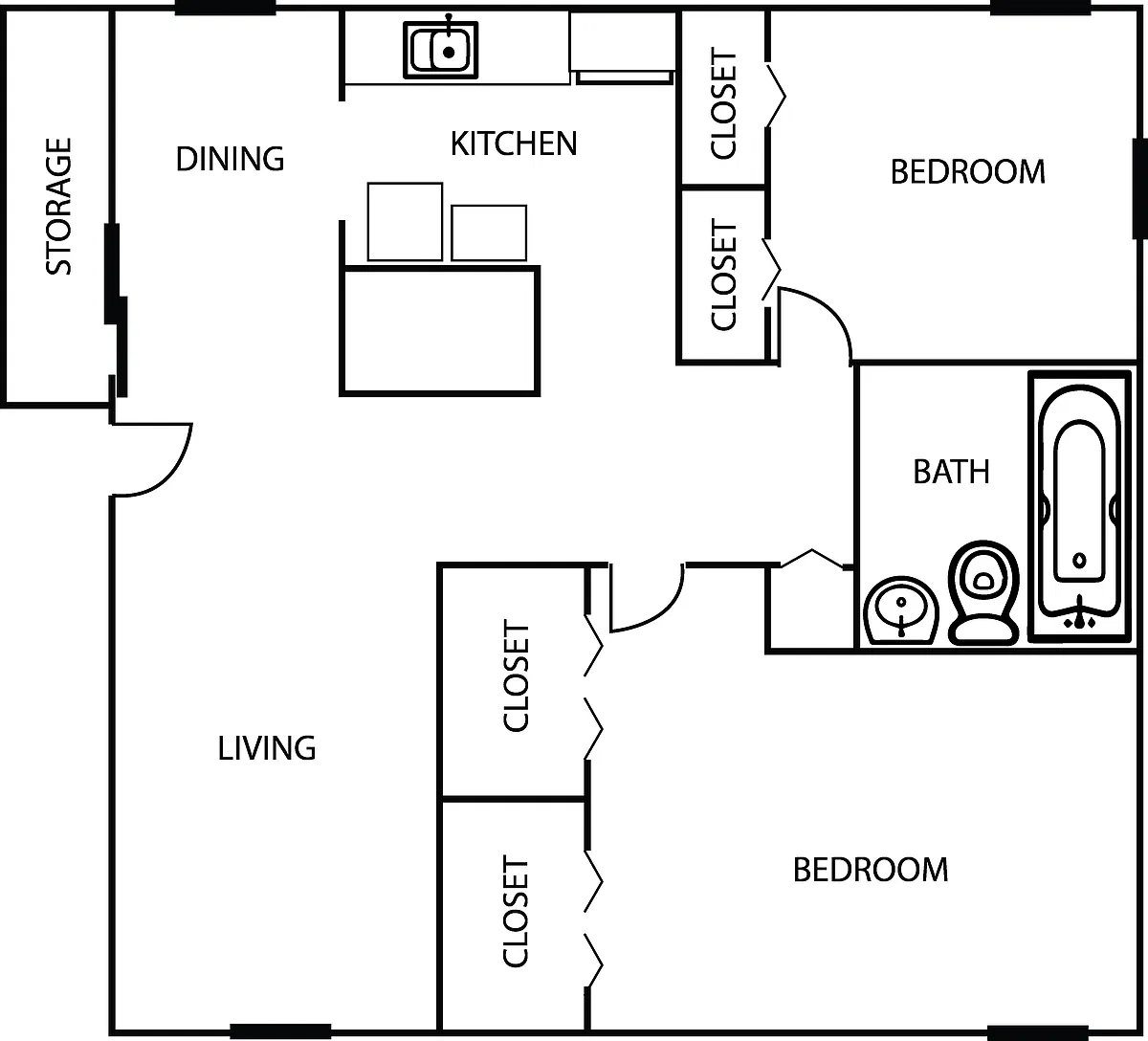 Floor plan Lower 2 Bedroom 1 Bath