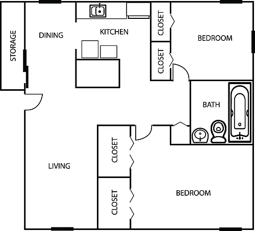 Floor plan Lower 2 Bedroom 1 Bath