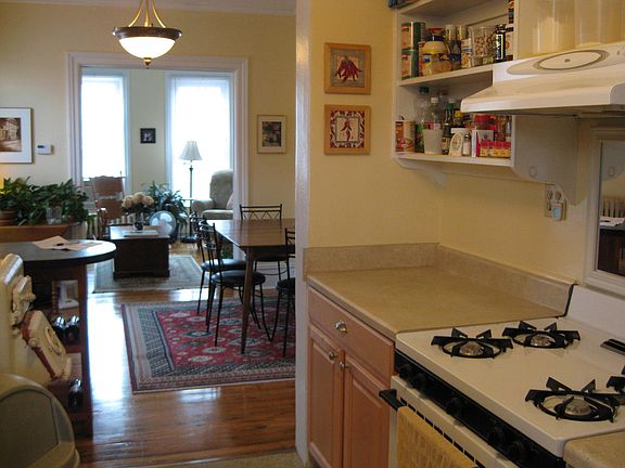 View from kitchen through dining room to living room