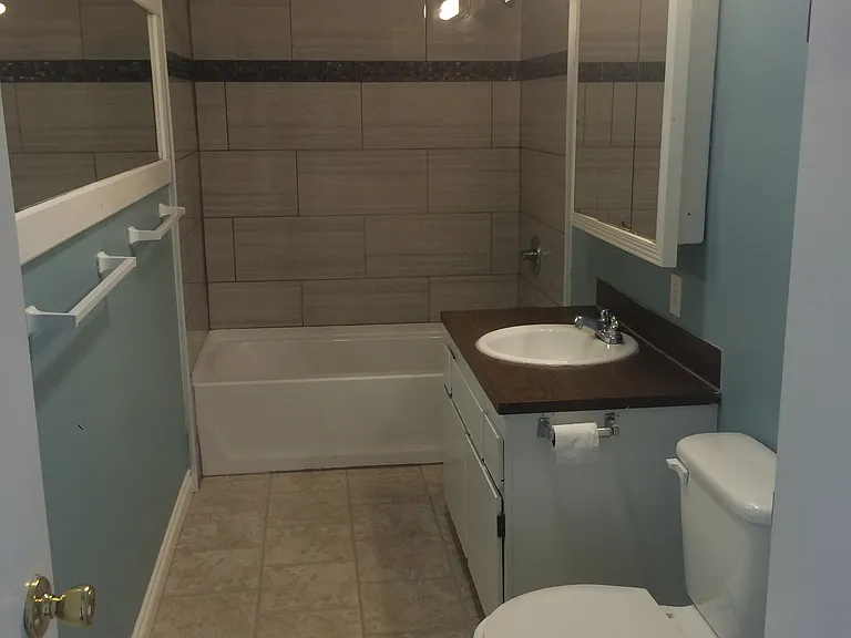 Newly tiled bathroom