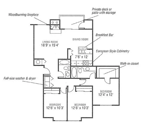 Floor plan 3 Bed 2 Bath B