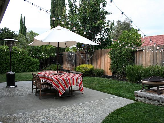 Backyard with solar lights