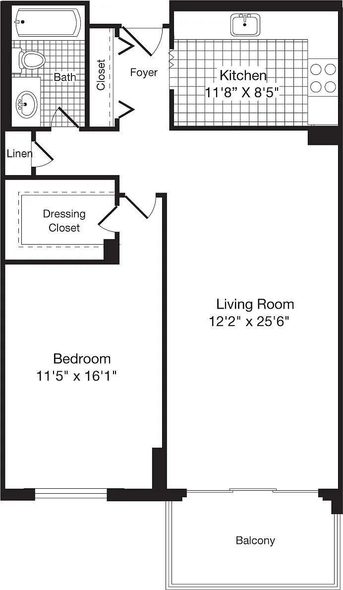 Floor plan 1 Bedroom A