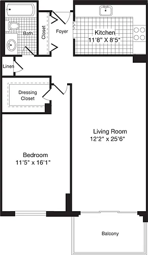 Floor plan 1 Bedroom A