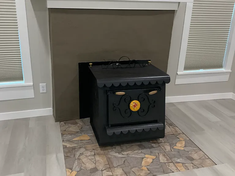 Wood burning stove.
