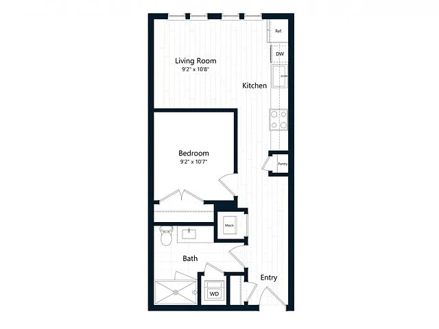 Floor plan Studio (557 SF)