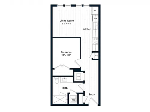 Floor plan Studio (557 SF)