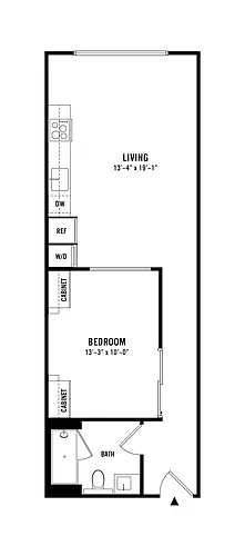 Floor plan 1 bedroom, 1 bathroom