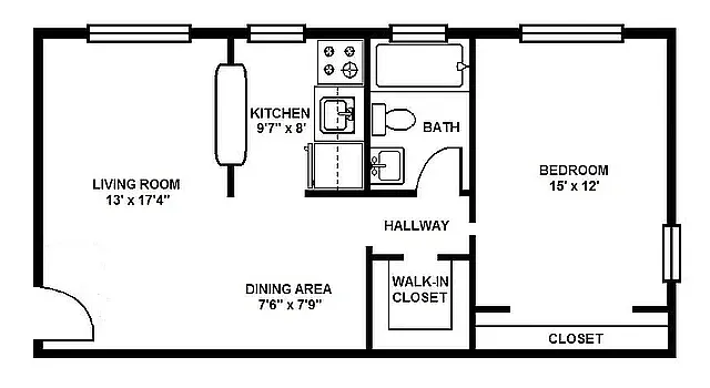 Floor plan 1 BEDROOM APT