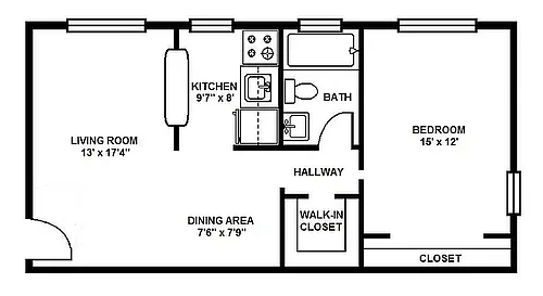 Floor plan 1 BEDROOM APT