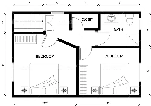 Floor plan 2 Bed 1.5 Bath
