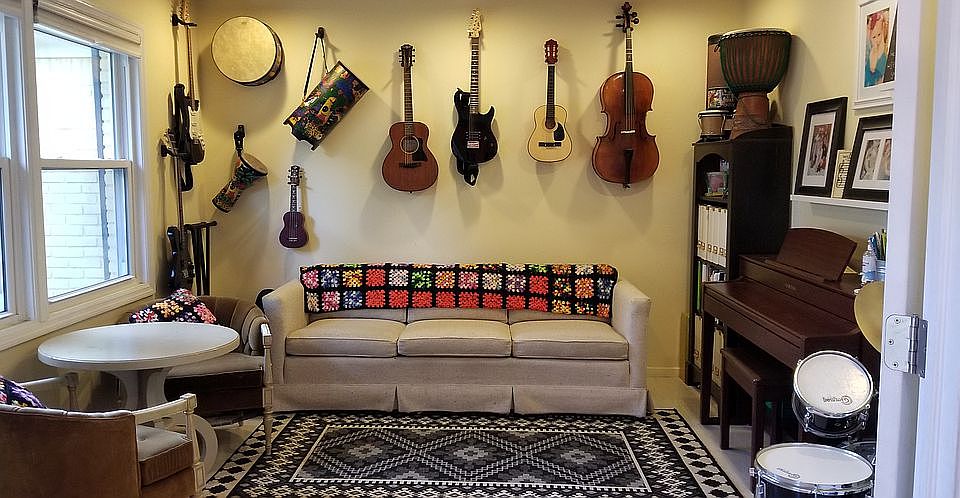 Den with French doors