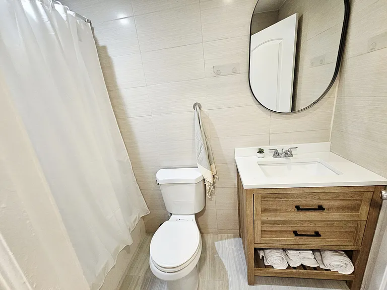 clean spacious bathroom.