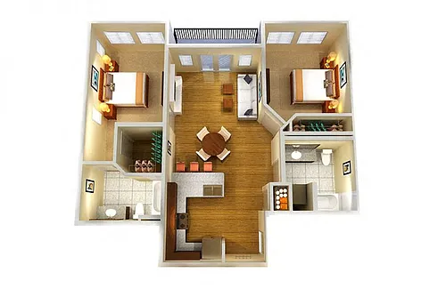 Floor plan Two Bed Two Bath A