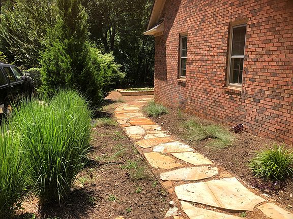 Flagstone path to garden