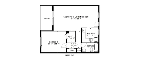 Floor plan 1X1 RENOVATED - T2