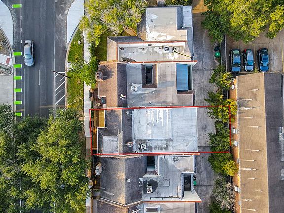 Aerial overhead view of the townhome which is the third unit of the total six.