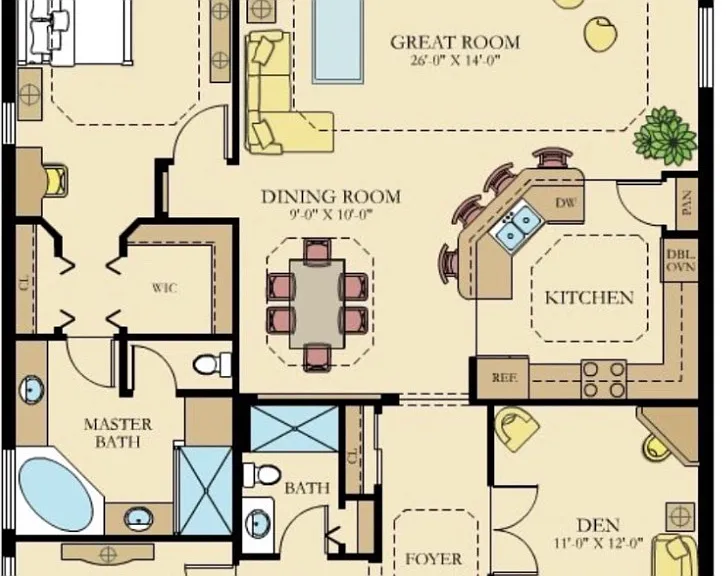 Open floor plan w additional outdoor kitchen and lanai space creating 2000 sq ft