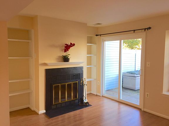 Living room fireplace/book cases