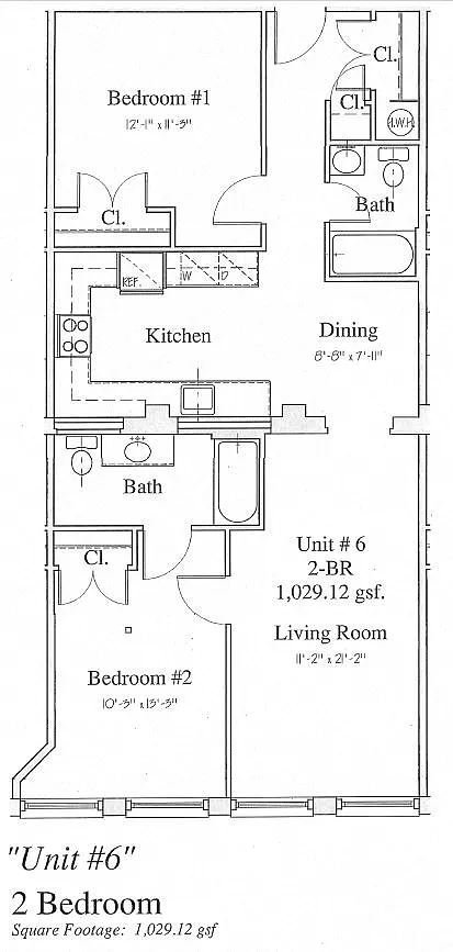 Floor plan 2-Bed/2-Bath