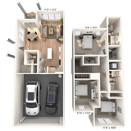 Floor plan C2 3x2.5 1286 SF