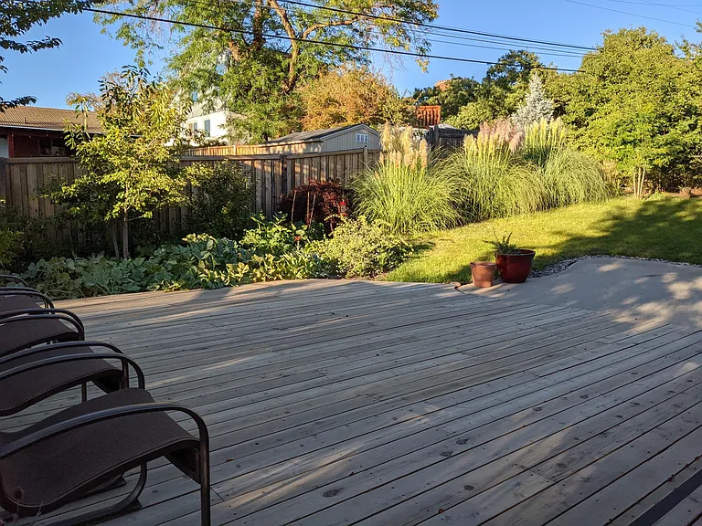 Deck and backyard