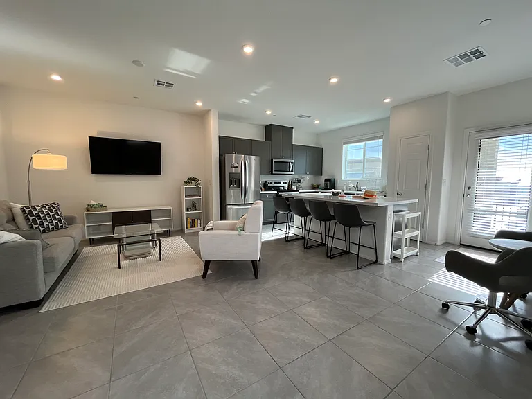 Open layout living and dining room space