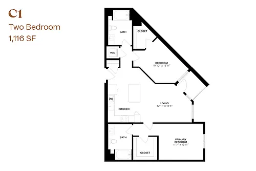 Floor plan Two Bedroom C1