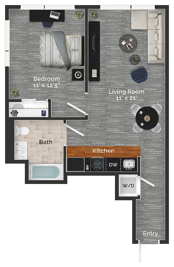 Floor plan 13 - 1 Bedroom, 1 Bathroom