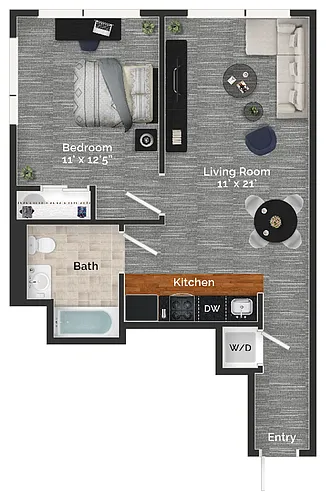Floor plan 13 - 1 Bedroom, 1 Bathroom