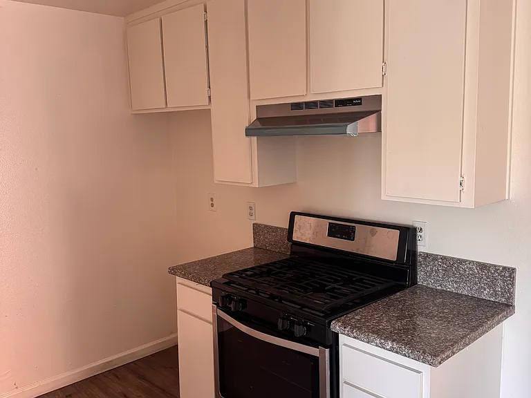 Kitchen with gas range and counter space